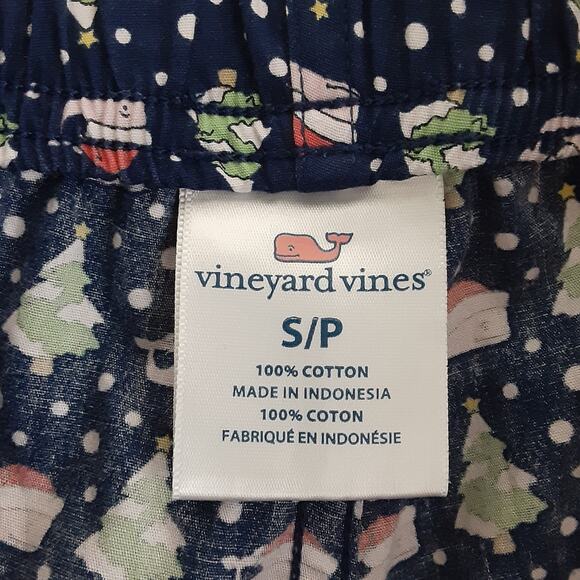 Vineyard Vines Flannel Pajama Pants Christmas Whales Santa Whale Mens Small Blue - Picture 4 of 9